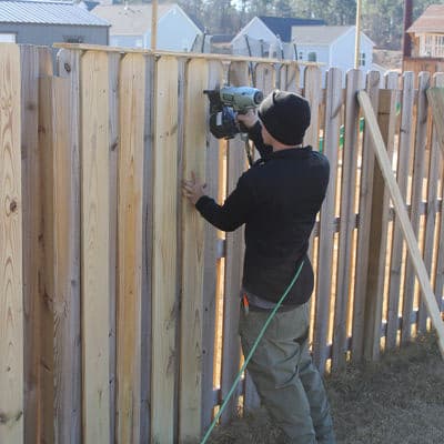 Backyard fence installation