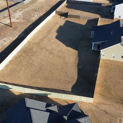 Aerial view of completed fence installation